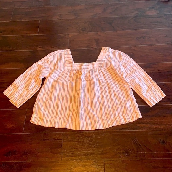 100% Linen Rachel Zoe Rose and Cream Striped Blouse, sz Large. - Picture 3 of 11